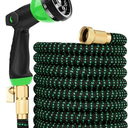 Flexi Hose with 8 Function Nozzle, 50FT - Lightweight Expandable Garden Hose, No-Kink Flexibility, 3/4 Inch Solid Brass Fittings and Double Latex Core