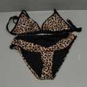 AI'MAGE Womens Sexy Triangle Bikini Set High Cut Bathing Suits Color Block Two Piece Swimsuit 2025 Black Leopard L