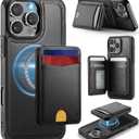 for iPhone 16 Pro Max Wallet Case Compatible with Magsafe, Magnetic RFID Blocking Card Holder Kickstand 2 in 1 Detachable Case for iPhone 16 Pro Max 6.9", Black