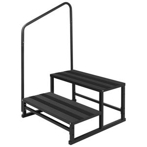 RV Steps with Handrail for Both Sides, 2 Step Stool with Handle for Elderly w/ Wide Platform & Anti-Slip Mats, Portable Stairs for Hot Tub/ Camper/ Mobile Home/ Porch/ SPA Pool/ Pet Stairs