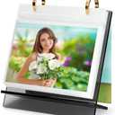 ZEEYUAN 4x6 Desk Photo Album Standing Photo Collection Book for Desktop Acrylic 4x6 Flip Photo Album on Stand