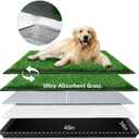 HQ4US Dog Grass Pad with Tray Odor Control Grass Pee Pad for Dog Litter Box Extra Large Dog Potty Tray with Grate, Artificial Grass Fast Drainage, Hemmed Edge, Realistic, Fake Grass for Indoor Balcony, XL - 45" x 34" for Dog＜ 38'' Length