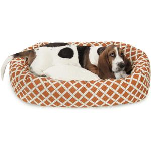 32 inch Burnt Orange Bamboo Sherpa Bagel Dog Bed