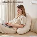 Blissful Diary Reading Pillow for Sitting in Bed, Flannel Back Pillow Bed Sitting Up for Adult & Children, Backrest Cushion for Sit Up in Couch or Floor, Dorm Essentials, Cream White