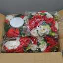 Hotop 12 Pcs Flower Balls Wedding Rose Centerpieces Silk Flower Kissing Balls Arrangement Artificial Hydrangea Florals Bouquet Faux Rose Floral Decoration (Red,White)