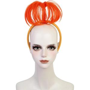 Orange Emotion Headband Anime Cosplay Wig Short Curly Funny Cute Costume Wigs for Women Unisex Halloween Party