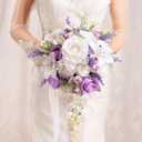 Bridal Bouquet Cascading Wedding Bouquet for Bride Lilac Purple
Cascade Wedding Bouquets for Bride Bridesmaid 10" Artificial Flowers Bouquet for Wedding Party Decor