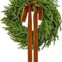 20" Norfolk Pine Wreath for Front Door, Real Touch Faux Greenery Christmas Holiday Wreaths, Artificial Evergreen Cypress Pine Greenery Decorations Indoor Outdoor Home Decor (Green-Norfolk)