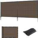 Outdoor Fence Fencing Kit 5'x12' with Poles and Rails Ground Spikes Privacy Fence for Dog Yard Pool Garden Safety Chicken Fence Temporary Painted Iron Pole Brown