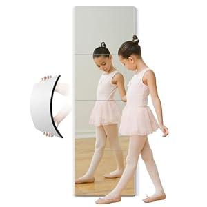 quegau Full Length Safety Shatterproof Mirror for Kids, Plastic Wall Mirror Made of Acrylic Plexiglass, 4 Pcs 12" x14", Long Bedroom Door Closet Mirror for Home Gym Body Workout