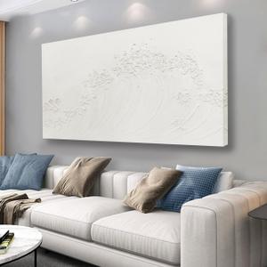 Yuaxker Ocean Wall Art White Abstract Wave Wall Decor Wall Hanging Decor Artwork for Living Room Bedroom Dining Room Office Home Decor 20x40 Inch