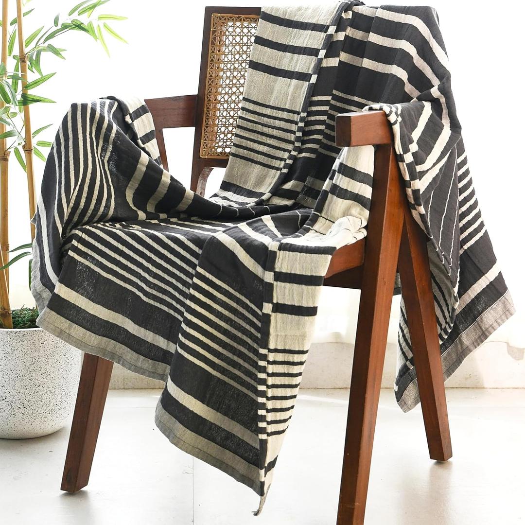 Folkulture Throw Blanket for Couch 50" x 60" |Cotton, Lightweight & Breathable Summer Blanket for Chair, Couch, Bed |Grey Comfort Throw Blankets for Living Room, Summer Must Haves, Graduation Gifts, Steel Gray