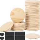 48Pcs Unfinished Wood Coasters, 4 Inch Round Blank Wooden Coasters for Crafts with Non-Slip Silicon Dots, Coffee Coaster for DIY Stained Painting Wood Engraving Home Decoration