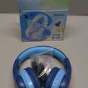 iClever BTH12 Kids Bluetooth Headphones,Colorful LED Lights Kids Headphones Wireless,74/85dBA Safe Volume,85H Playtime,Fast Charging,Bluetooth 5.2,Over Ear,Built-in Mic for iPad/Tablet/Airplane,Blue