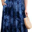 LARACE Women's Plus Size Sleeveless Maxi Dress Casual Crew Neck Pleated Flowy Long Dresses with Pockets L-5XL