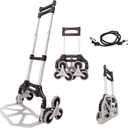 Stair Climbing Cart, Folding Hand Truck Dolly with Silent Wheels - 165LB Stair Cart Climber Heavy Duty Portable Dolly for Apartment Moving, Groceries, Travel, Home & Office