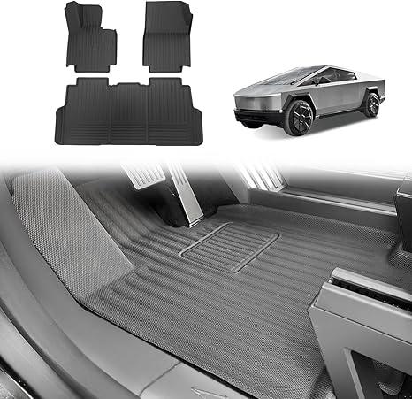 All Weather XPE Floor Mats Compatible with Tesla Cybertruck 2025 2024, Pickup Truck Accessories, Heavy Duty Non-Slip 3D Pattern Waterproof Protect Floor, Set of 