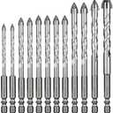 Pack of 2 12 Pcs Concrete Carbide Drill Bits Set Hex Shank Masonry Cement Tile Drill Bit Set Hex Shank for Glass/Brick/Plastic/Wood/Procelain/Aluminium/Tile 5/32"-1/2"