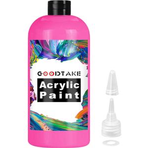 GOODTAKE Acrylic Paint, Hot Pink Color Acrylic Paint Bottle, Rich Pigments, Non Toxic, Paints for Multi Art Surface, Beginners Painting on Rocks Crafts Canvas Wood Ceramic (Hot Pink, 7 Fl Oz)