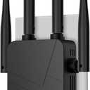 WiFi Range Extender, Dual Band 2.4G and 5G Wireless Repeater, 300Mbps Signal Booster with 4 Antennas, White, Indoor Portable, Black
