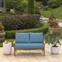 Arden Outdoor Loveseat Cushion Set, 48 x 24, Water Repellent, Fade Resistant, Cushion Set for Couch, Bench, and Swing, French Blue Texture