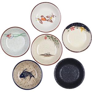 Porcelain Sauce Dishes, Side Dish Sushi Dipping Bowls Tableware Serving Dish Appetizer Plates Stackable Ramekins, Set of 6