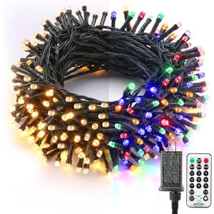 Brizled Christmas Lights, 65.67ft 200 LED Color Changing Tree Lights 11-Function Warm White & Multicolored Christmas Lights Remote, Connectable Mini Lights Set Decorative Lights String for Xmas Party
