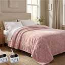 GarveeHome Heated Blanket Electric Blanket Queen Size 84 in x90 in, w/Dual Control,10 Heating Levels & 10 Hours Auto Shut Off, Cozy Soft Fleece Fast Heating Blankets Gift, Machine Washable, Pink