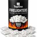 Topline 100 Fire Starters for Fireplace, Wood Stove, Charcoal BBQ & Campfire Waterproof Odorless Fire Starter Sachets, Quick-Light Indoor & Outdoor Firestarter Pouches in Storage Tube