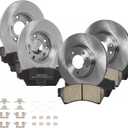 MOSTPLUS Front Vented Disc Rear Solid Disc Brake Rotors+Ceramic Brake Pad Compatible for 2006-2012 Ford Fusion Mazda 6 Lincoln MKZ Mercury Milan Brake Rotors Pads Kit