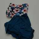 Tempt Me Women Two Piece Tankini Swimsuits Blouson Modest Swim Top Boyshort Bathing Suits (Large, Teal Flower)