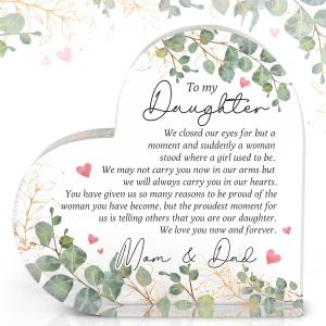 SUCHAGIFT Gifts for Daughter - Daughter Gifts from Parents - Birthday, Christmas, Wedding, Graduation Gifts for Daughters - To My Daughters from Dad Mom, Father Mother Gift - Acrylic Plaque, Pack Of 2