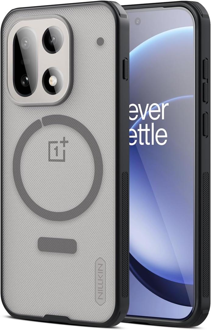 Nillkin Magnetic for OnePlus 15 Case Clear, Compatible with MagSafe, Military Grade Drop Tested, Shockproof Slim Fit One Plus 15 Case, Frosted Shield Pro for OnePlus 15 MagSafe Case, Transparent Black