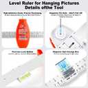 Level Ruler Picture Hanging Tool with Built-in Level – Precision Frame Alignment Tool for Wall Decor, Easy & Accurate Hanging Guide for Photos, Artwork & Mirrors