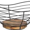 Modern Farmhouse Fruit Basket for Kitchen Counter, Vintage Wire and Wooden Base Fruit Bowl for Kitchen Decor, Fruit & Vegetables Storage Basket/Bowl