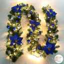 HIIXHC Christmas Illuminate Garland - 8.8 ft Rattan Artificial Flower Vine Plants Outdoor Decorations, Battery Operated (Battery Not Included) (Blue)