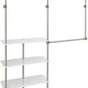 ClosetMaid 55300 Closet Maximizer with (4) Shelves & Double Hang Rod, Tool Free Add On Unit, White Finish,11.6 x 53 x 74 inches