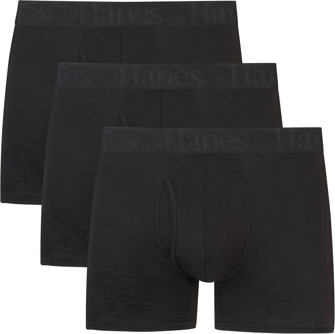 Hanes Men's Originals Supersoft Boxer Briefs & Trunks Underwear (3 Pack) (XX-Large, Trunk - Black - 3 Pack)