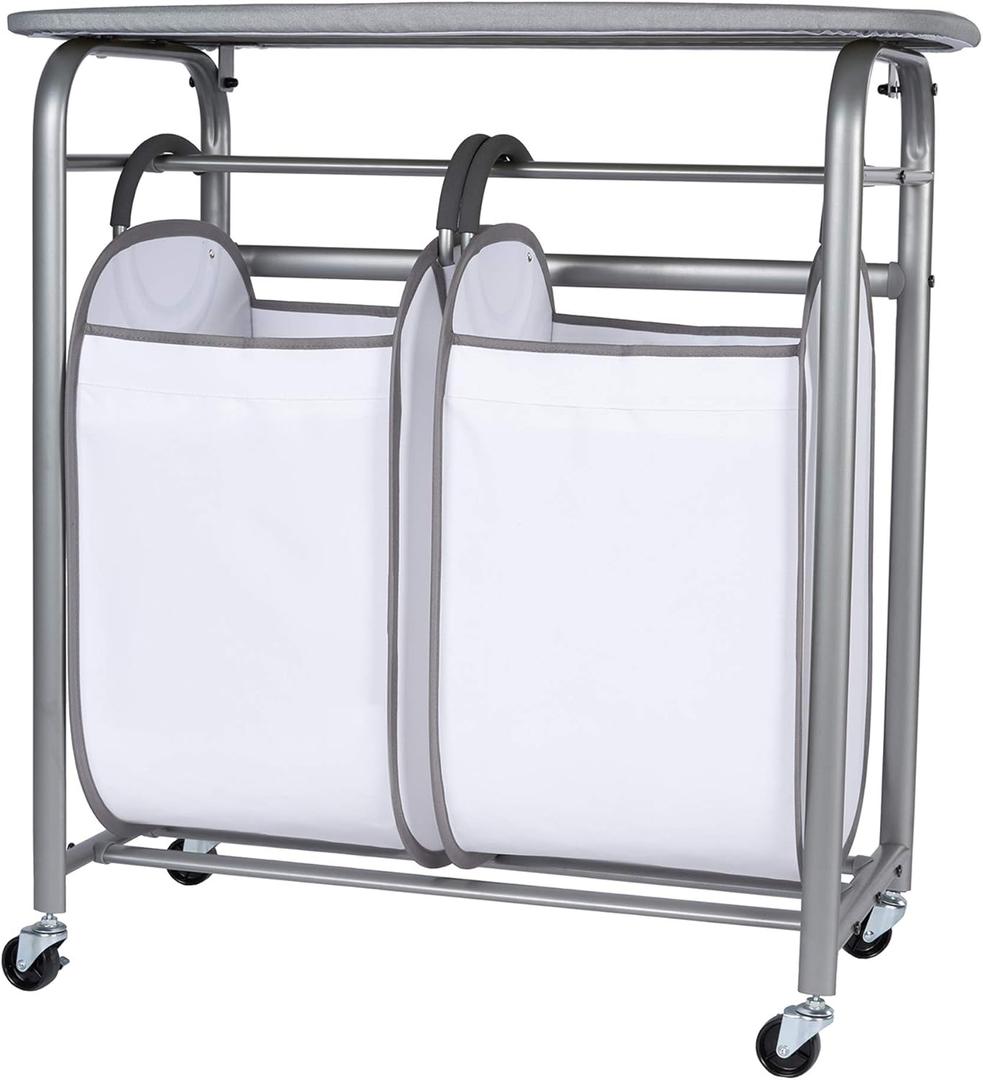 Neatfreak - Laundry Sorter with Ironing Board - 3-in-1 Laundry Basket, Ironing Station & Laundry Folding Table - 2 x Tote Hampers for Laundry, Towels & Bathroom Storage