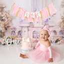 Twinkle Twinkle Little Star High Chair Banner - Twinkle Little Star First Birthday Decorations, Gold Glitter Gender Reveal Garland, Pink And Gold Party Decorations, Bow Theme Party Supplies