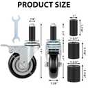 Finnhomy 4 Inch Prep Table Cater Wheels Set of 4 Heavy Duty Expanding Stem Casters Fit 7/8", 1", 1-1/2" and 1-5/8" Tube Leg with Brake for Stainless Steel Furniture Legs, Worktable, Kitchen Workbench (Black)