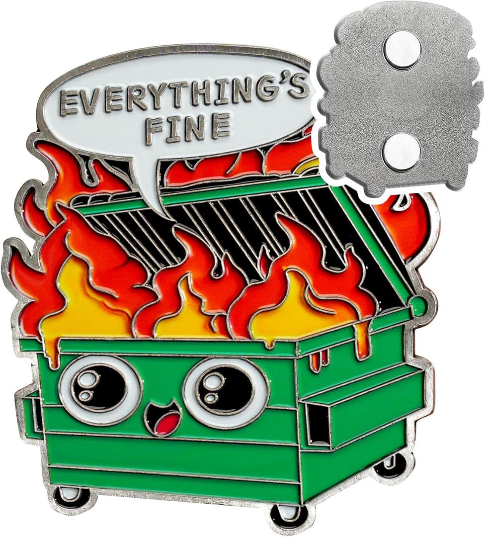 Emotional Dumpster Fire Fridge Magnets - Everything's Fine Refrigerator Magnet - Cute Whiteboard Support Ornament - Hilarious Desk Accessories for Work - Inspirational Gift for Men Women Coworker