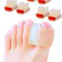 Povihome 6 Pack Gel Toe Spacer Separators(0.6'' Thick), Bunion Corrector for Overlapping Toe (1st/2nd Toe), Silicone Toe Spacers with Soft Gel Lining for Hallux & Bunion Pain Relief (Beige)