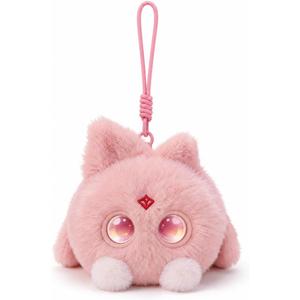 AI Plush Bag Charm, Interactive Voice Chat Companion Stuffed Animals with Expressive LED Eyes, Touch-Reactive Stuffed Toy, Cute Plush Keychain Gift for Teens and Plush Lovers