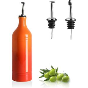 Sweejar Large Ceramic Olive Oil Dispenser Bottle, Opaque Oil Cruet Protects to Reduce Oxidation, Suitable for Storage Vinegar, Soy Sauce & Other Liquids, Pack of 1, 24 Fl Oz(Gradient Orange)