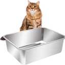 Kichwit Large Stainless Steel Cat Litter Box, 23.4" x 15.5" x 7.6"
High Sides, Metal Litter Pan for Cats, Non Stick Smooth Surface, Easy to Clean