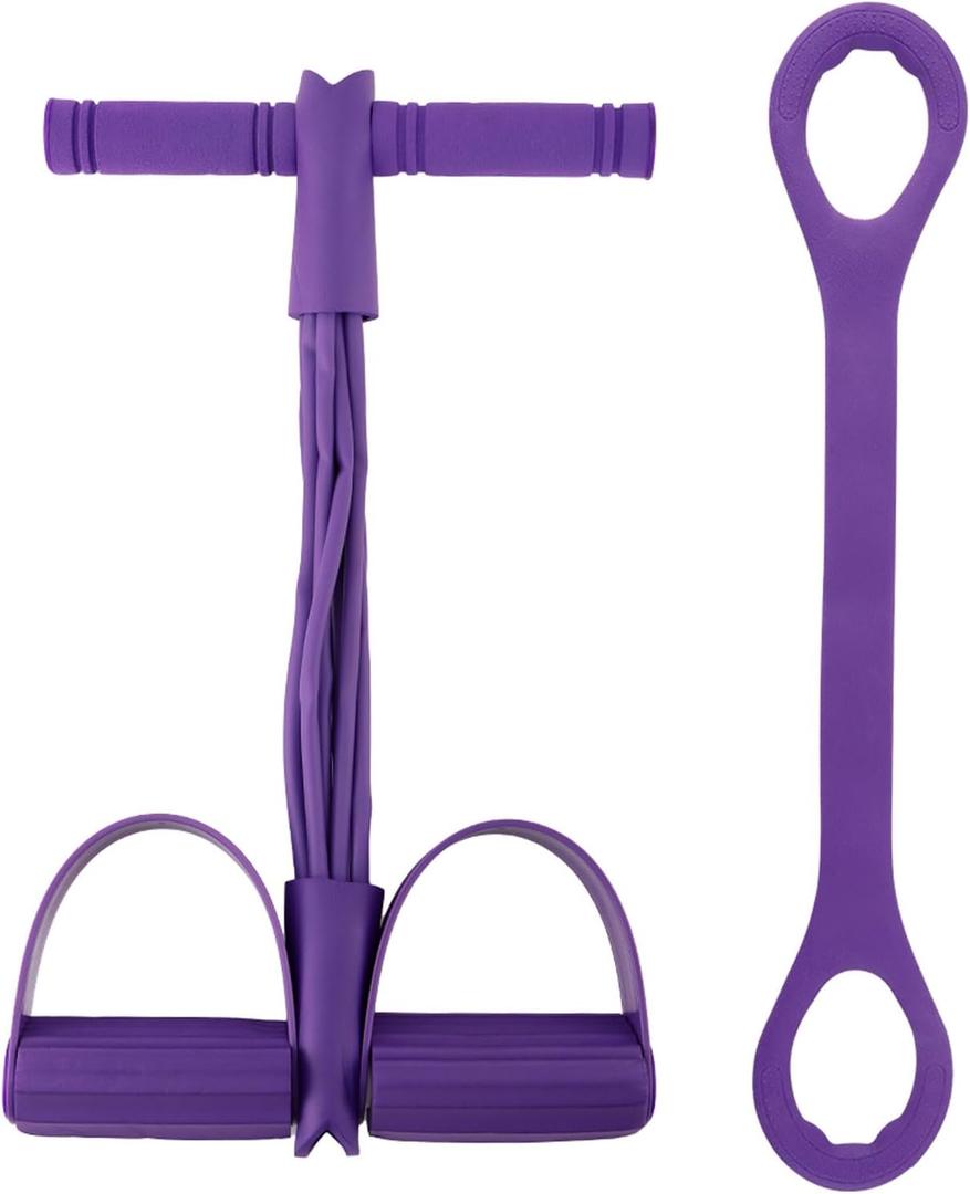 21 Fitness Resistance Bands-6 Tube Pedal Ankle Puller, Multifunction Tension Rope, Pedal Resistance Band with Handle Sit Up Exercise Equipment Home Gym Tummy Trainer for Men Women