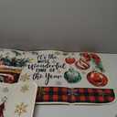 Drydiet 3 Pcs Christmas Kitchen Rug and Mats Red Black Buffalo Plaid Winter Kitchen Floor Mat Anti Fatigue Non Slip Vintage Gnome Xmas Tree Truck Throw Rug for Home Office Bathroom Farmhouse Decor