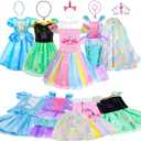 Meland Princess Dress Up - Dress Up Clothes for Girls with Toys,Christmas Birthday Gift for Toddler Girls 3,4,5,6,7,8 Years (Pink)