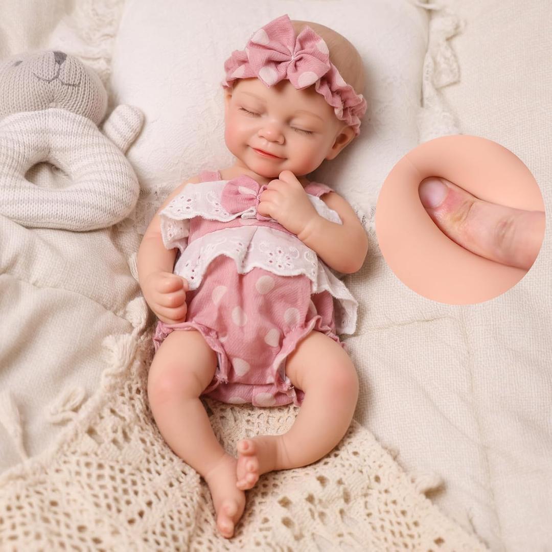 BABESIDE Full Body Silicone Reborn Baby Dolls - 12 Inch (Weight 3 lb) Weighted Full Silicone Realistic-Newborn Baby Doll Real Life Baby Dolls with Complete Accessories & Gift Box